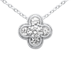 SPECIAL! .20ct G SI 14K White Gold Diamond Flower Pendant Necklace 18" Long