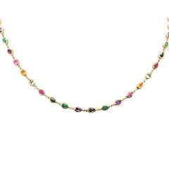 GEMSTONE CLOSEOUT!  7.26ct G SI 14K Yellow Gold Multi Color Pear Shape Gemstone  Necklace 16" Long