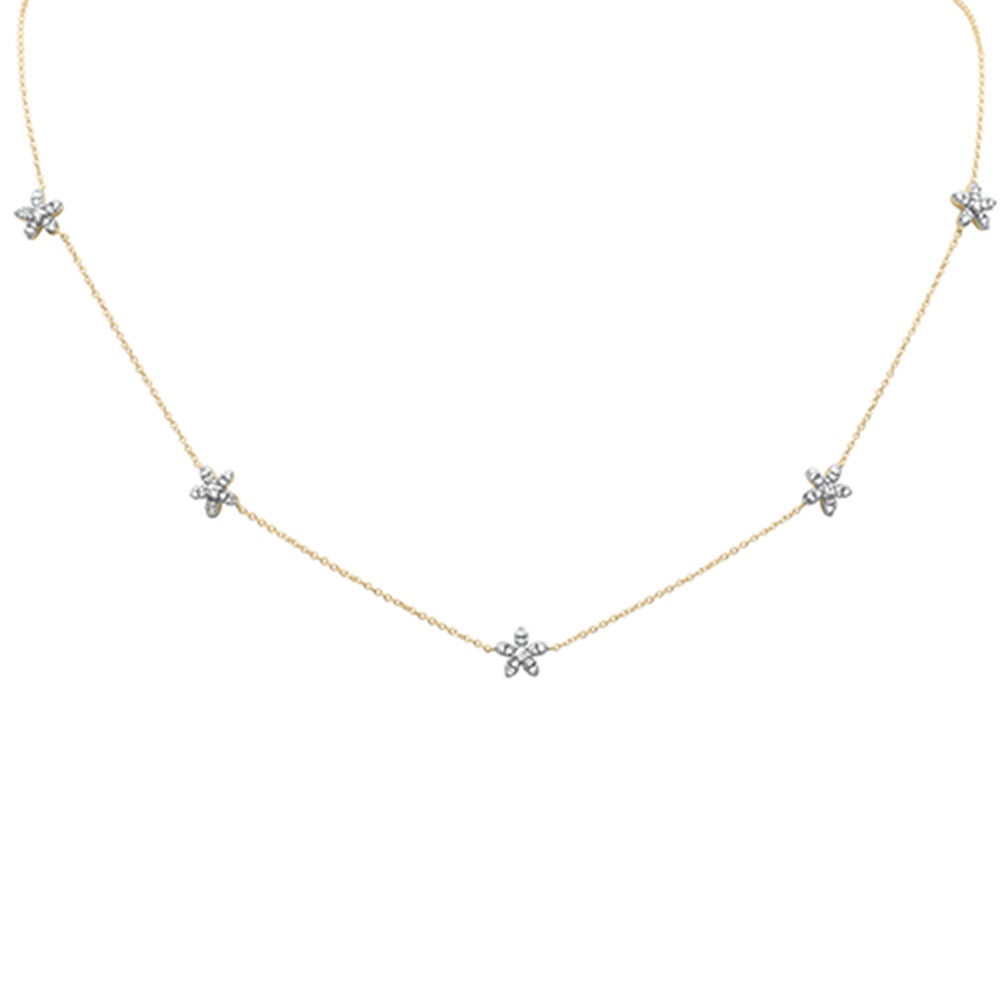 SPECIAL!  .43ct G SI 14K Yellow Gold Diamond Flower Pendant Necklace 16" + 2" EXT