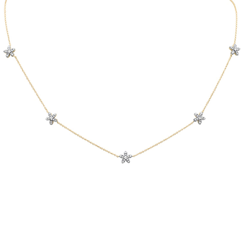 SPECIAL!  .43ct G SI 14K Yellow Gold Diamond Flower Pendant Necklace 16" + 2" EXT