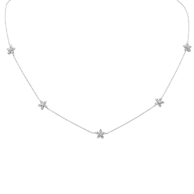DIAMOND CLOSEOUT!  .46ct G SI 14K White Gold Diamond Flower Pendant Necklace 16" + 4" Ext.
