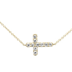 SPECIAL! .25ct G SI 14K Yellow Gold Diamond Sideways Cross Pendant Necklace 16" + 2" EXT