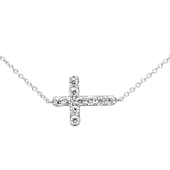 SPECIAL! .25ct G SI 14K White Gold Diamond Sideways Cross Pendant Necklace 16" + 2" EXT