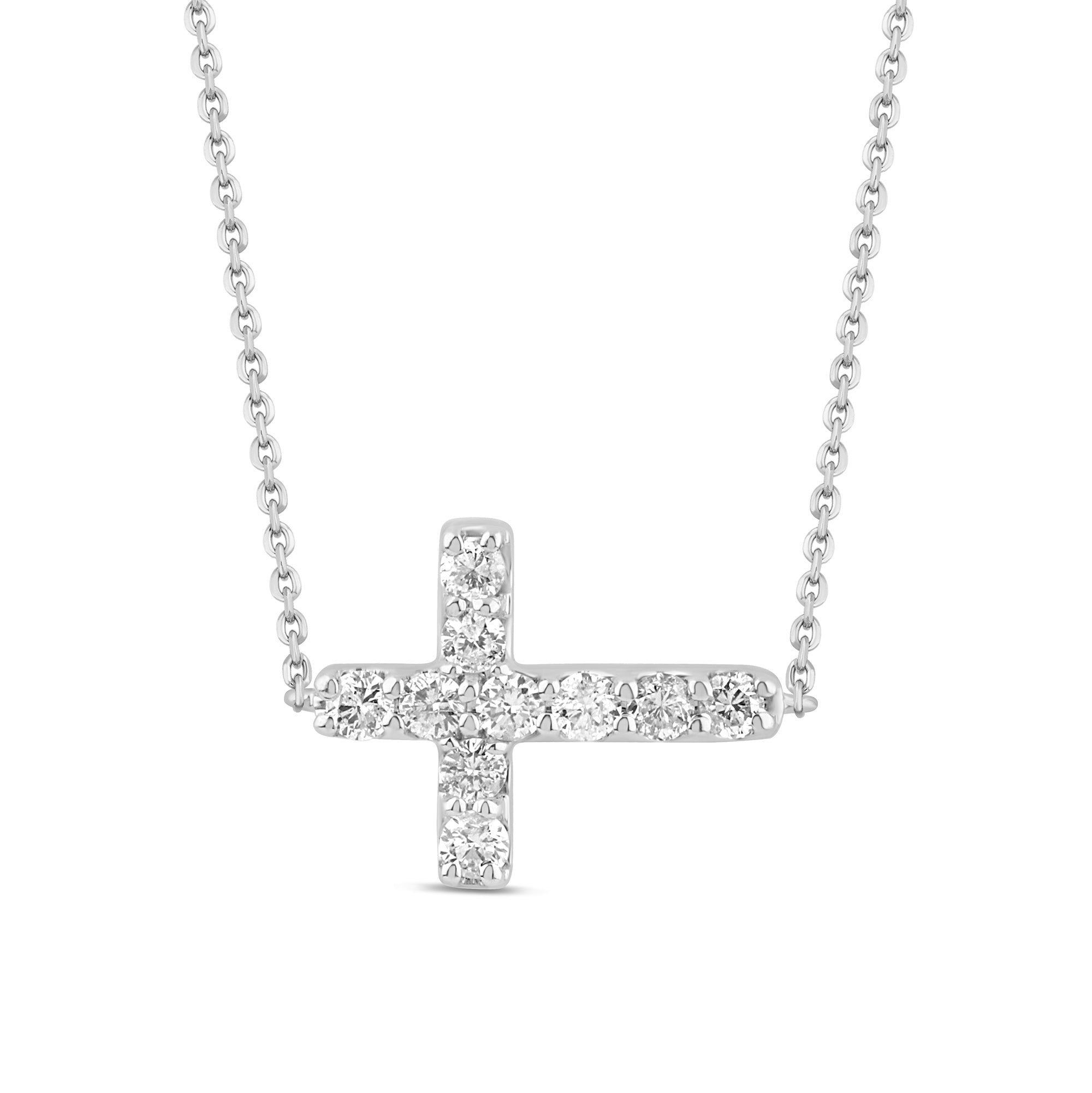 SPECIAL! .25ct G SI 14K White Gold Diamond Sideways Cross Pendant Necklace 16" + 2" EXT