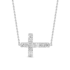 SPECIAL! .25ct G SI 14K White Gold Diamond Sideways Cross Pendant Necklace 16" + 2" EXT
