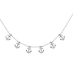 SPECIAL!  .29ct G SI 14K White Gold Diamond Dangling Anchor Pendant Necklace 16" + 2" EXT