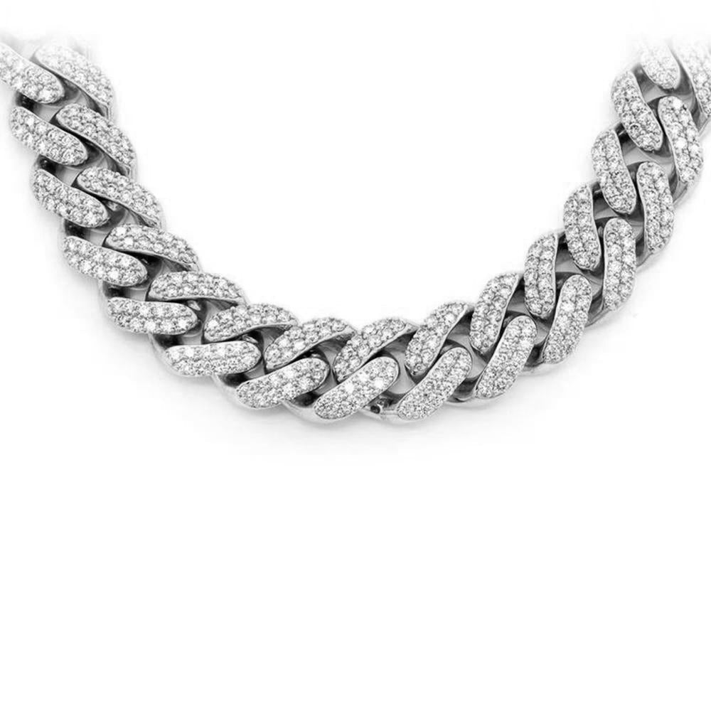 SPECIAL!9MM 6.68ct G SI 14K White Gold Diamond Round Cuban Necklace 22"