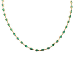 GEMSTONE CLOSEOUT!  5.99ct G SI 14K Yellow Gold Pear Shaped Emerald Gemstone Pendant Necklace 16" Long