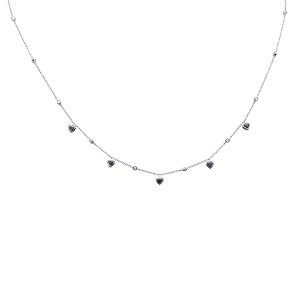 SPECIAL! .82ct G SI 14K White Gold Diamond & Blue Sapphire Gemstone Heart Pendant Necklace 16" + 2" Ext.