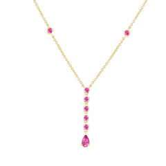 SPECIAL! .45ct G SI 14K Yellow Gold Pink Sapphire Gemstone Dangling Pendant Necklace 16" + 2" Ext.