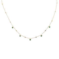 SPECIAL! .63ct G SI 14K Yellow Gold Diamond & Emerald Gemstone Heart Pendant Necklace 16" + 2" Ext.