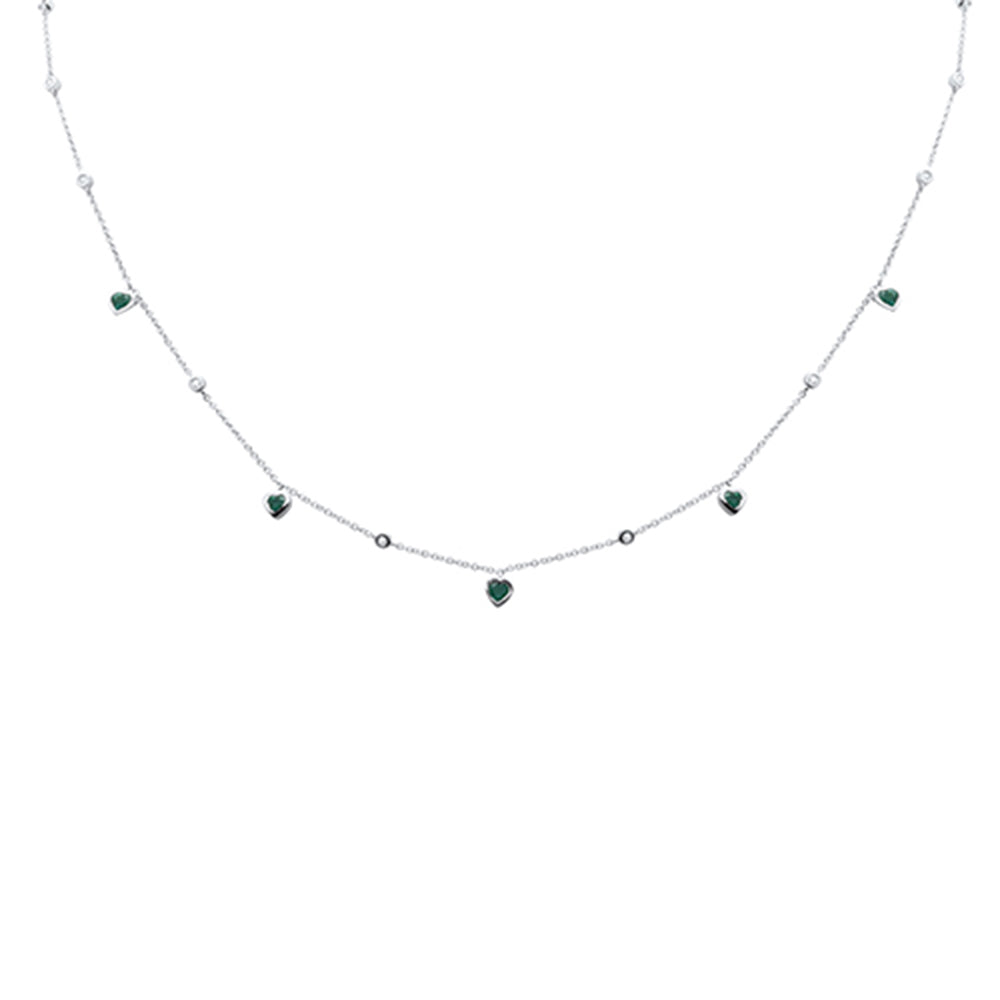 SPECIAL!  .57ct G SI 14K White Gold Diamond & Emerald Heart Necklace 16" + 2" Ext