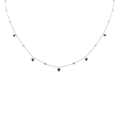 SPECIAL!  .57ct G SI 14K White Gold Diamond & Emerald Heart Necklace 16" + 2" Ext