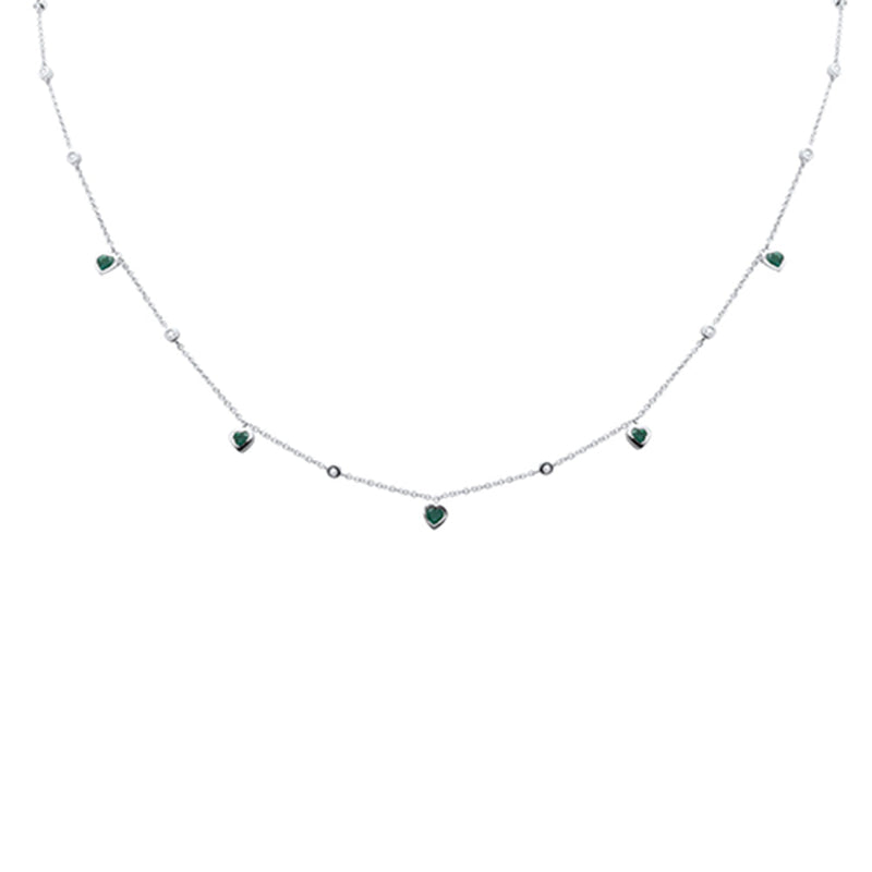 SPECIAL!  .57ct G SI 14K White Gold Diamond & Emerald Heart Necklace 16" + 2" Ext