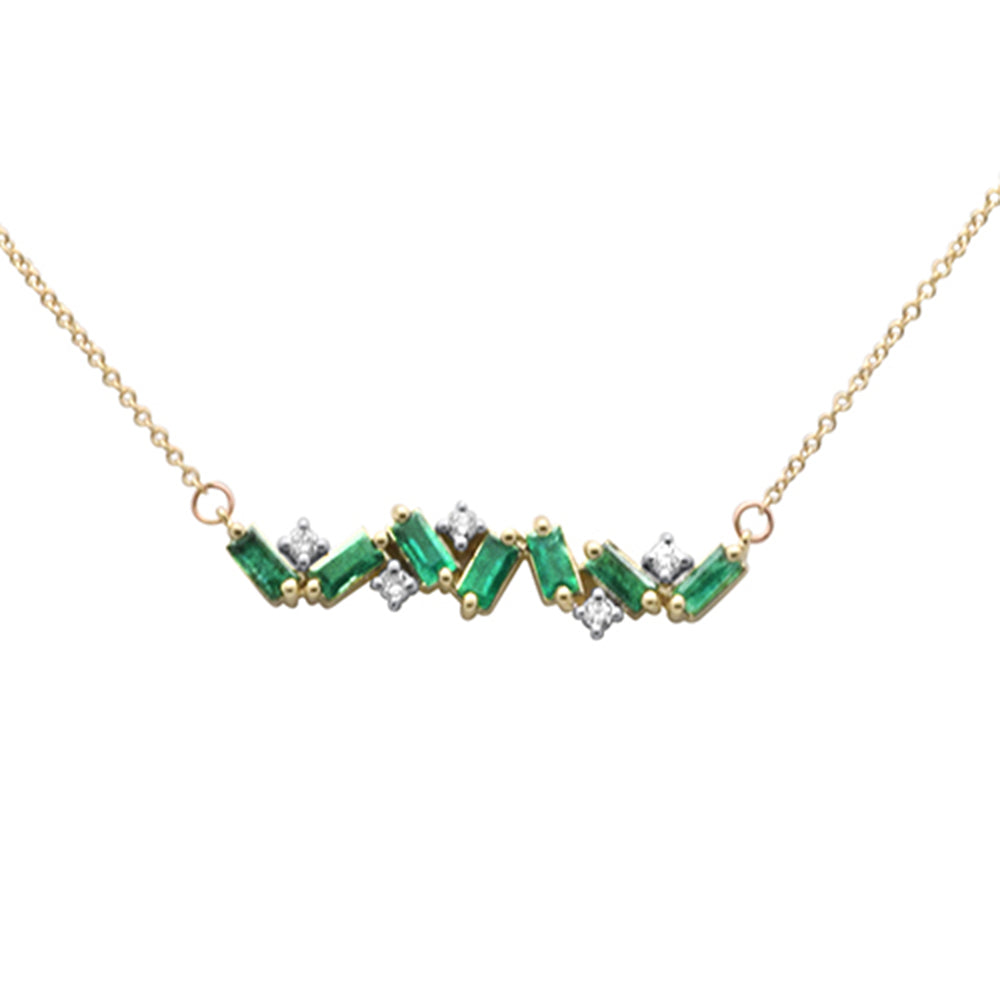 SPECIAL! .92ct G SI 14K Yellow Gold Diamond & Emerald Gemstone Pendant Necklace 16" + 2" Ext.