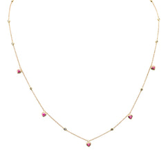 SPECIAL! .79ct G SI 14K Yellow Gold Diamond & Ruby Gemstone Heart Pendant Necklace 16" + 2" Ext.