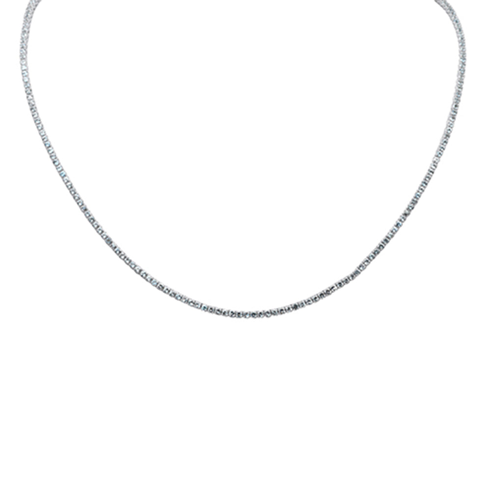 SPECIAL! 3.17ct G SI 14K White Gold  Aquamarine Gemstone Tennis Necklace 14" + 2" Ext.