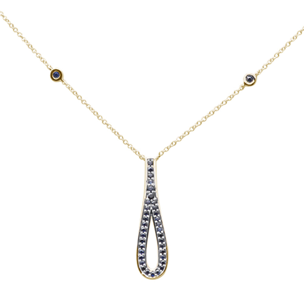 GEMSTONE CLOSEOUT!  .35ct G SI 14K Yellow Gold Blue Sapphire Gemstone Pendant Necklace 16" + 2" Ext.