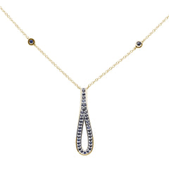 GEMSTONE CLOSEOUT!  .35ct G SI 14K Yellow Gold Blue Sapphire Gemstone Pendant Necklace 16" + 2" Ext.