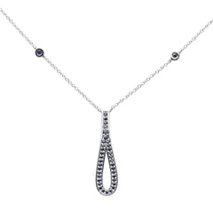 GEMSTONE CLOSEOUT! .34ct G SI 14K White Gold Blue Sapphire Gemstone Pendant Necklace 16" + 2" Ext.