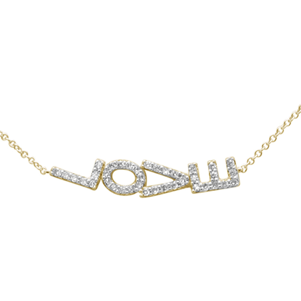 SPECIAL!.20ct G SI 14K Yellow Gold Diamond Heart Sideways LOVE Pendant Necklace 16" + 2" Ext.
