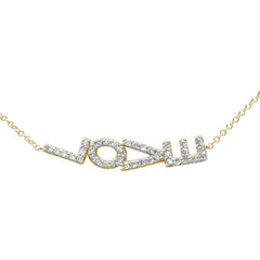 SPECIAL!.20ct G SI 14K Yellow Gold Diamond Heart Sideways LOVE Pendant Necklace 16" + 2" Ext.