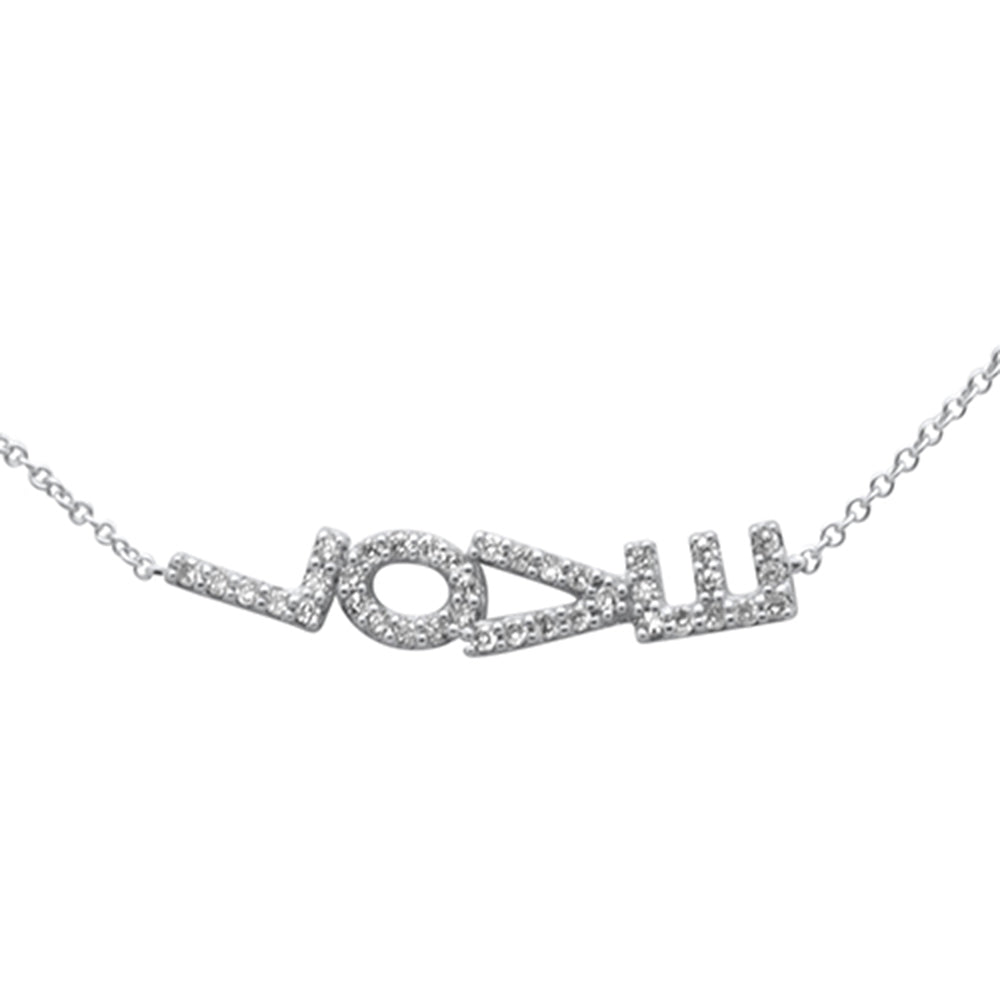 SPECIAL! .20ct G SI 14K White Gold Diamond Sideways LOVE Pendant Necklace 16" + 2" Ext.