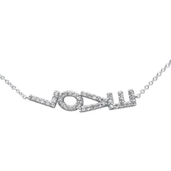 SPECIAL! .20ct G SI 14K White Gold Diamond Sideways LOVE Pendant Necklace 16" + 2" Ext.
