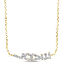 SPECIAL!.20ct G SI 14K Yellow Gold Diamond Heart Sideways LOVE Pendant Necklace 16" + 2" Ext.