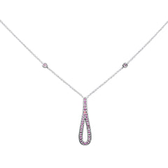 GEMSTONE CLOSEOUT! .35g G SI 14K White Gold Pink Sapphire Gemstone Pendant Necklace 16" + 2" Ext.
