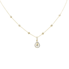 DIAMOND CLOSEOUT!  .33ct G SI 14K Yellow Gold Diamond Dangling Pear Shape Pendant Necklace 16" + 2" Ext.