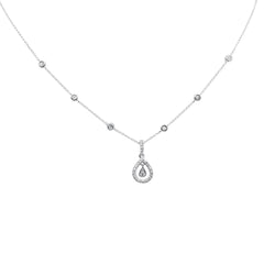 DIAMOND CLOSEOUT!  .34ct G SI 14K White Gold Diamond Dangling Pear Shape Pendant Necklace 16" + 2" Ext.
