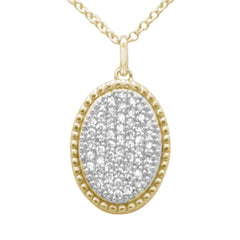 SPECIAL! .25ct G SI 14K Yellow Gold Diamond Oval Shape Pendant Necklace 16" + 2" Ext.