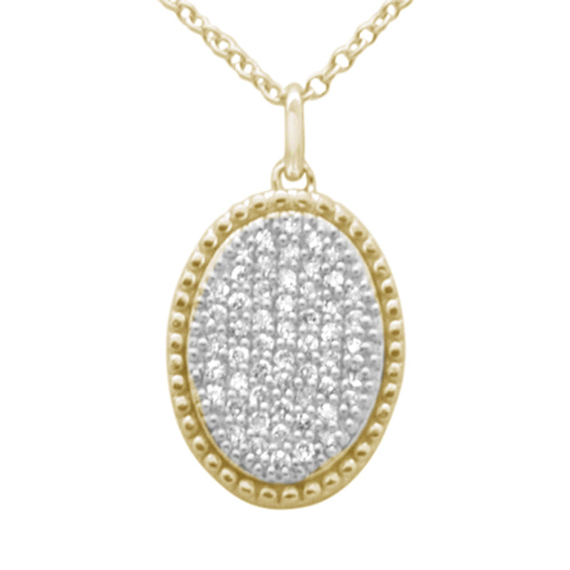 SPECIAL! .25ct G SI 14K Yellow Gold Diamond Oval Shape Pendant Necklace 16" + 2" Ext.