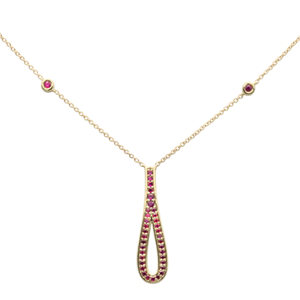 GEMSTONE CLOSEOUT!  .33ct G SI 14K Yellow Gold Ruby Gemstone Pendant Necklace 16" + 2" Ext.