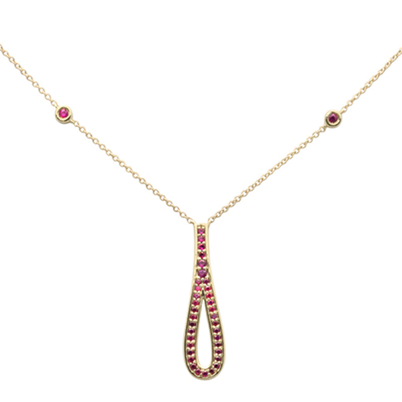 GEMSTONE CLOSEOUT!  .33ct G SI 14K Yellow Gold Ruby Gemstone Pendant Necklace 16" + 2" Ext.