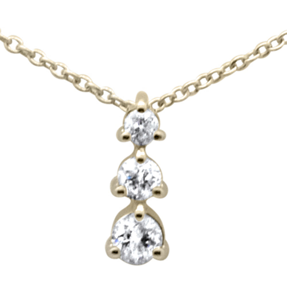 SPECIAL! .20ct G SI 14K Yellow Gold Diamond Three Round Diamonds Pendant Necklace 18" Long