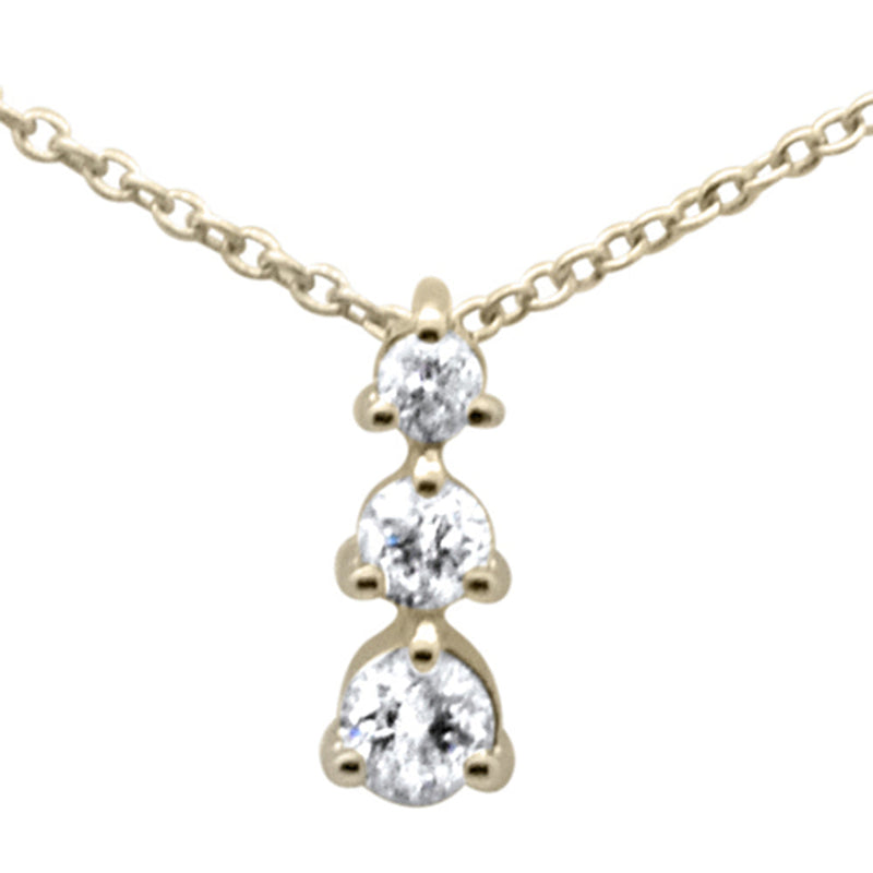 SPECIAL! .20ct G SI 14K Yellow Gold Diamond Three Round Diamonds Pendant Necklace 18" Long