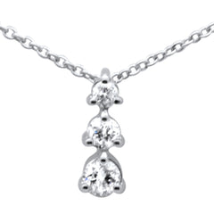 SPECIAL! .22ct G SI 14K White Gold Diamond Three Round Diamonds Pendant Necklace 18" Long