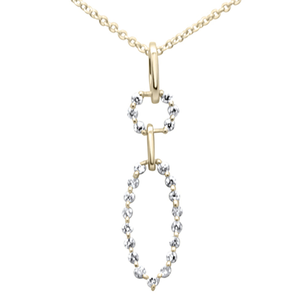 SPECIAL! .22ct G SI 14K Yellow GoldDiamond Round & Oval Shape Dangling Pendant Necklace 18" Long