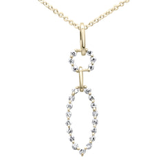 SPECIAL! .22ct G SI 14K Yellow GoldDiamond Round & Oval Shape Dangling Pendant Necklace 18" Long