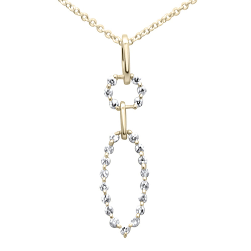 SPECIAL! .22ct G SI 14K Yellow GoldDiamond Round & Oval Shape Dangling Pendant Necklace 18" Long