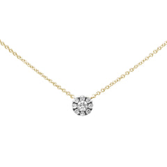 SPECIAL! .15ct G SI 14K Yellow Gold Diamond Round Solitaire Style Pendant Necklace 16" + 2" Ext