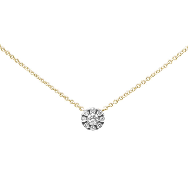 SPECIAL! .15ct G SI 14K Yellow Gold Diamond Round Solitaire Style Pendant Necklace 16" + 2" Ext
