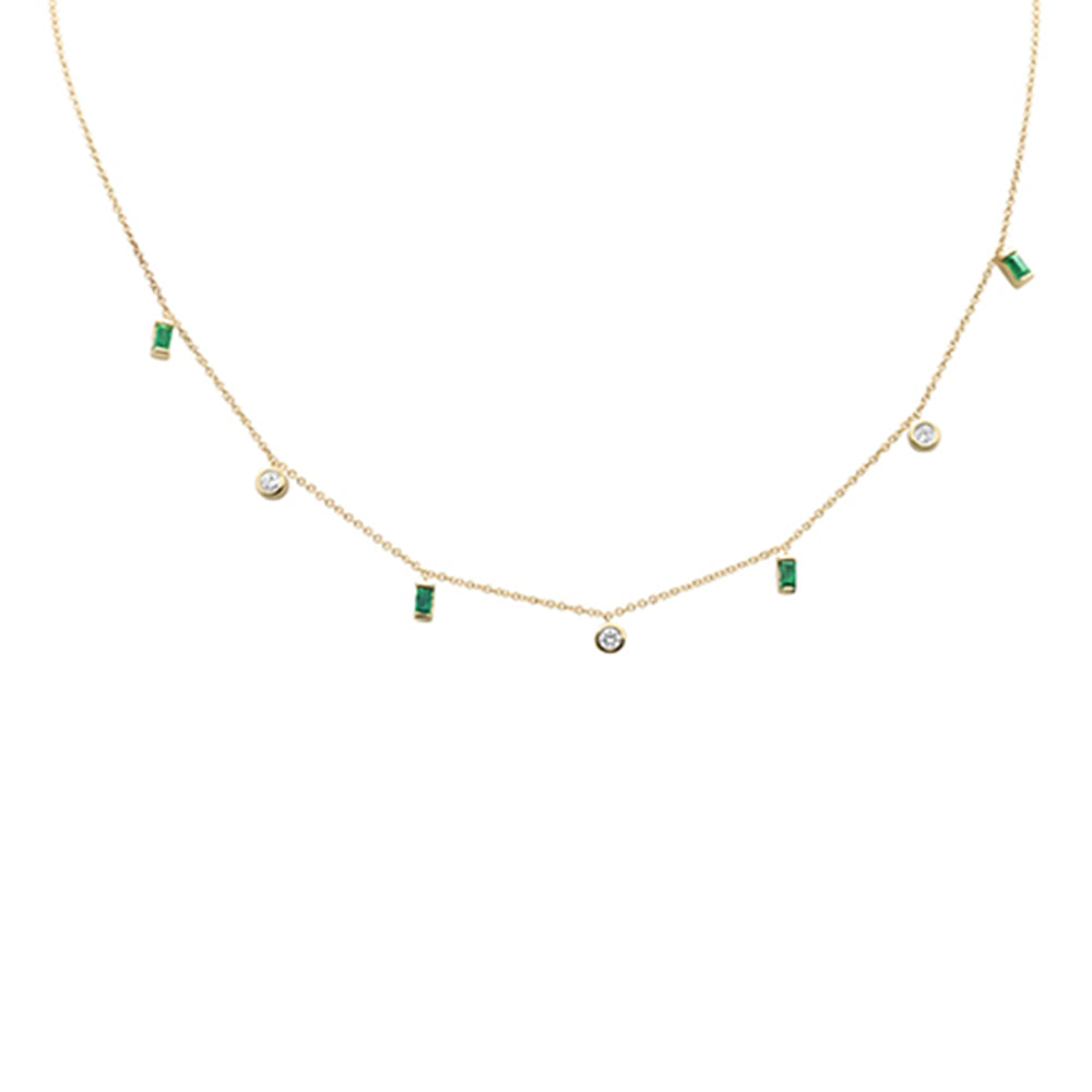 SPECIAL! .55ct G SI 14K Yellow Gold Diamond & Emerald Gemstone Pendant Necklace 16" + 2" Ext