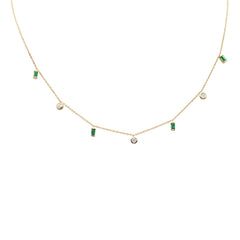 SPECIAL! .55ct G SI 14K Yellow Gold Diamond & Emerald Gemstone Pendant Necklace 16" + 2" Ext