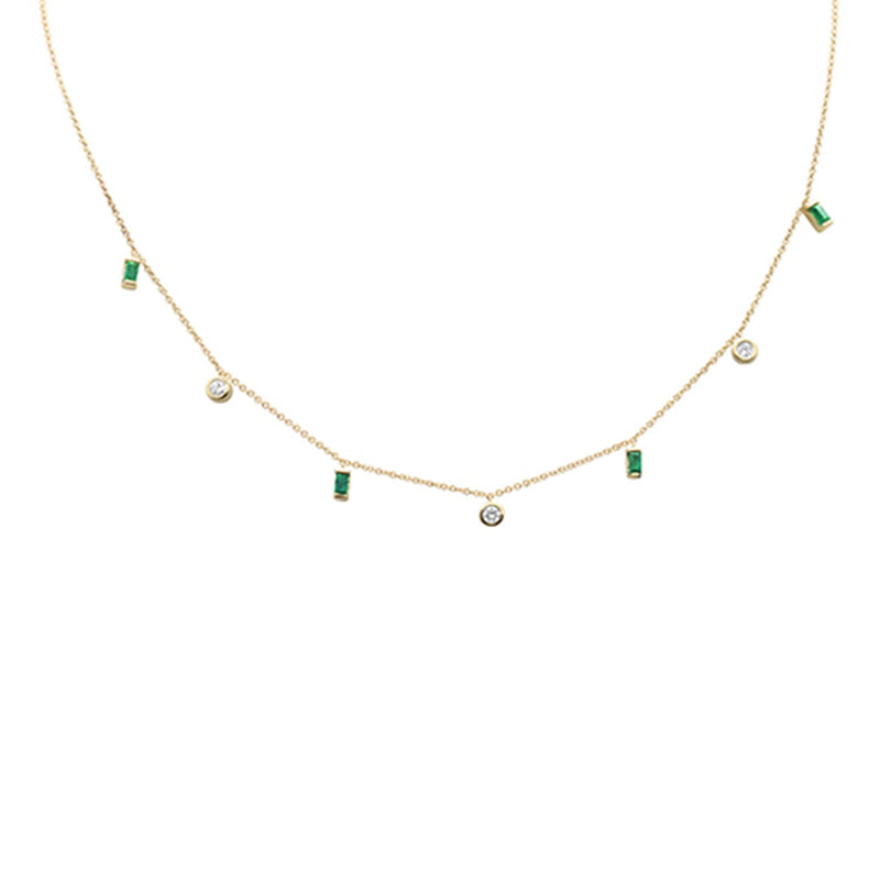 SPECIAL! .55ct G SI 14K Yellow Gold Diamond & Emerald Gemstone Pendant Necklace 16" + 2" Ext