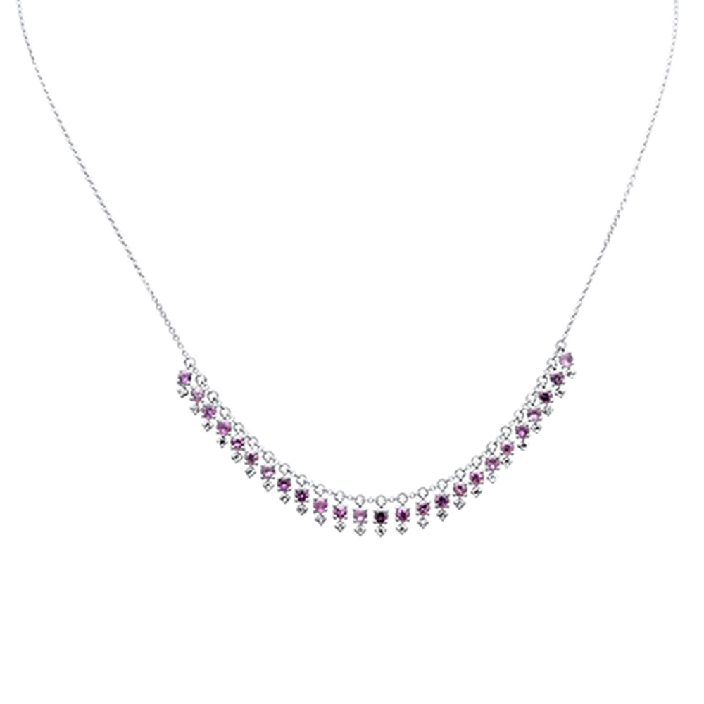 GEMSTONE CLOSEOUT! 2.18ct G SI 14K White Gold Diamond & Pink Sapphire Gemstone Dangling Pendant Necklace 16" + 2" Ext