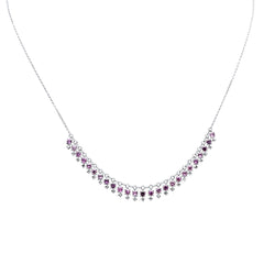 GEMSTONE CLOSEOUT! 2.18ct G SI 14K White Gold Diamond & Pink Sapphire Gemstone Dangling Pendant Necklace 16" + 2" Ext