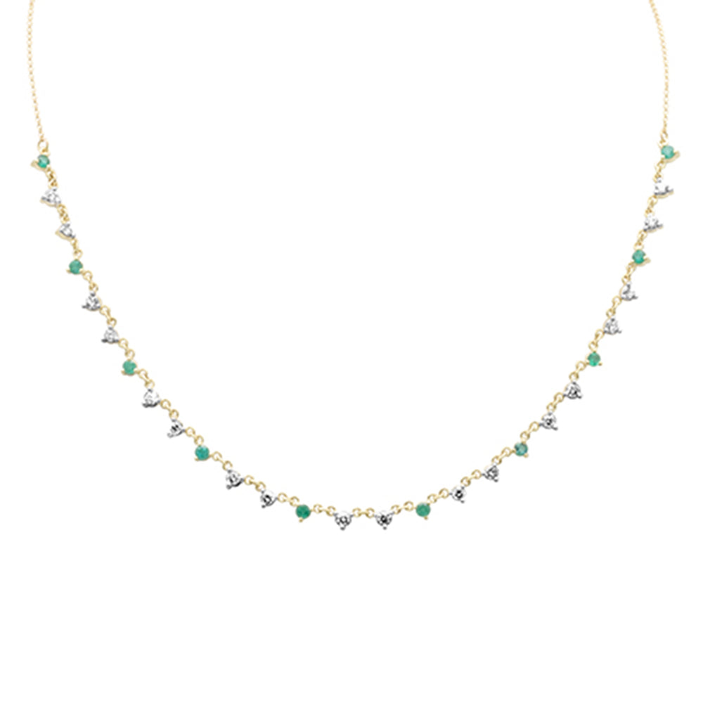 GEMSTONE CLOSEOUT! 1.57ct G SI 14K Yellow Gold Diamond & Emerald Gemstone Pendant Necklace 16" + 2" Ext